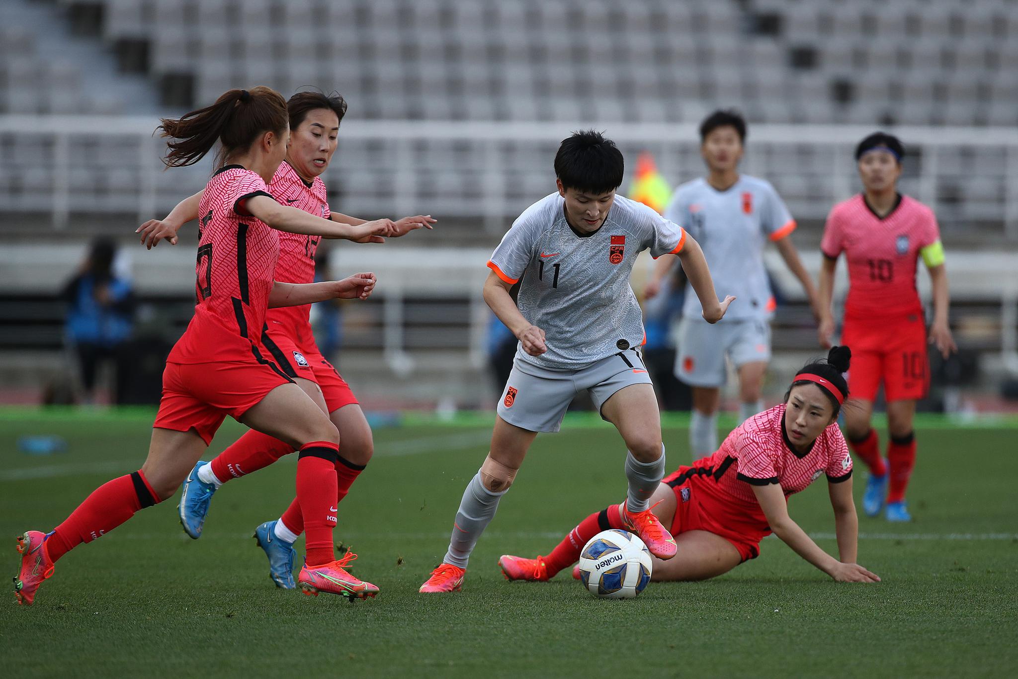 韩国女足队员发挥出色，助其夺冠